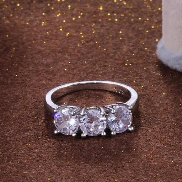 NEW 2PC/Set Round Diamond 925 Silver Ring 4 - Picture 7 of 8